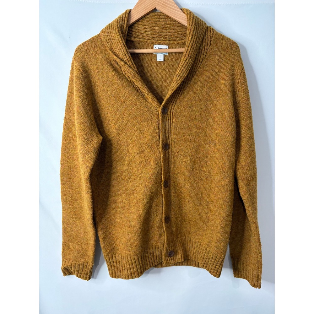 Old Navy Mustard Wool Blend Shawl Collar Cardigan Sweater Mens S Old Money Y2K